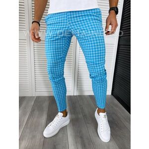 Pantaloni barbati casual regular fit albastri in carouri B1589 E 22-4 ~ imagine
