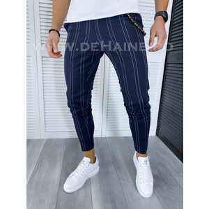 Pantaloni barbati casual regular fit bleumarin in dungi B1704 3-1 E imagine