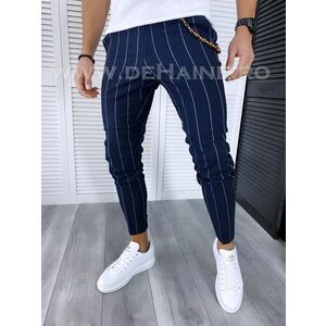 Pantaloni barbati casual regular fit bleumarin in dungi B5777 154-7 E /B17-6 imagine