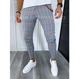 Pantaloni barbati casual regular fit gri in carouri B1561 B6-5.2 / 19-1 E ~ imagine