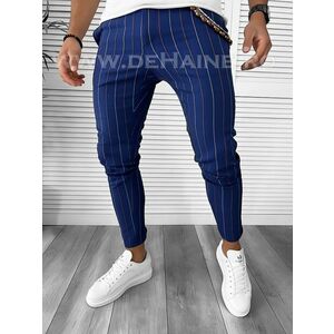 Pantaloni barbati casual regular fit bleumarin in dungi B7871 26-1.2 E~ imagine
