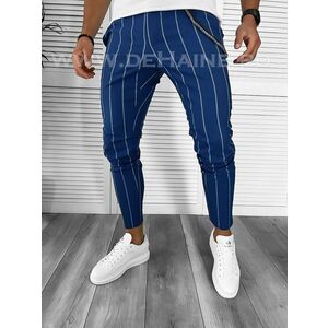 Pantaloni barbati casual regular fit bleumarin in dungi B7875 B5-4.3 E 4-3 imagine