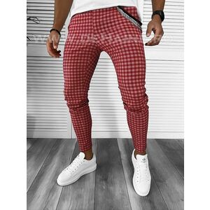 Pantaloni barbati casual regular fit rosii in carouri B1855 55-1.2 E~ imagine