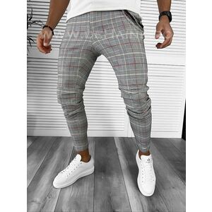 Pantaloni barbati casual regular fit gri in carouri B7931 63-4 E ~ imagine