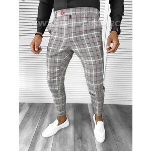 Pantaloni barbati casual regular fit in carouri B7840 2-1 E imagine