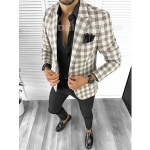 Sacou barbati slim fit in carouri B8283 30-1 e ~ imagine