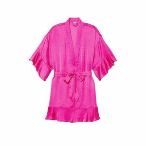 Halat dama Victoria's Secret, Satin Lace Trim Robe, Pink, M/L Intl imagine