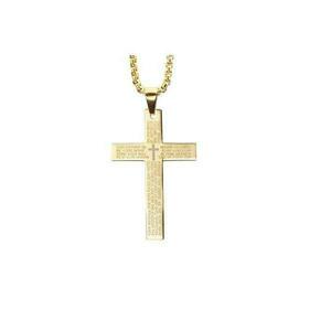 Lant cu cruce, inscriptie “Tatal Nostru”, auriu, barbati imagine