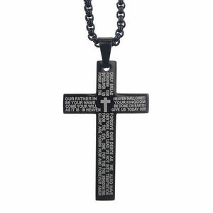 Lant cu cruce, inscriptie “Tatal Nostru”, negru, barbati imagine
