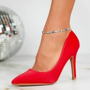 Pantofi Dama cu Toc Lane Rosii #12365 imagine
