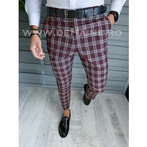 Pantaloni barbati eleganti grena in carouri B1626 F7-5 imagine