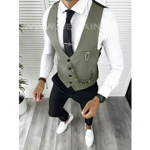 Vesta barbati eleganta slim fit verde V19 141-2 E imagine