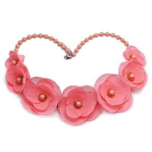 Colier elegant cu perlesi flori, culoarea roz, Rosalina, Zia Fashion imagine