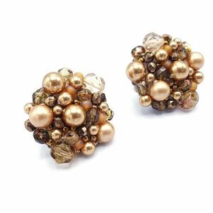 Cercei aurii rotunzi eleganti cu perle, Gold Drops, Zia Fashion imagine