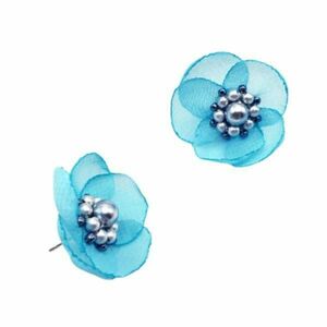 Cercei mici eleganti floare albastru turcoaz, handmade, Zia Fashion, Aris imagine