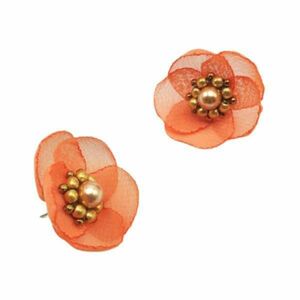 Cercei mici eleganti floare portocaliu somon, handmade, Zia Fashion, Elia imagine
