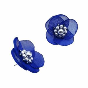 Cercei mici eleganti floare culoarea albastru, handmade, Zia Fashion, Iris imagine