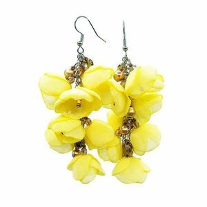 Cercei lungi statement cu flori galbene, handmade, Zia Fashion, Nura imagine