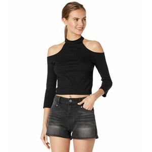 Imbracaminte Femei Rock and Roll Cowgirl Crop Top w Cold-Shoulder and High Neck 47-6270 Black imagine