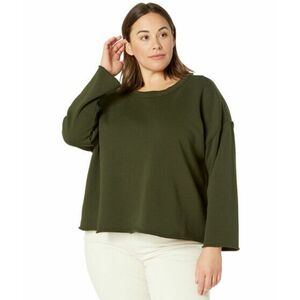 Imbracaminte Femei Eileen Fisher Long Sleeve Crew Neck Box Top in Organic Cotton French Terry Seaweed imagine