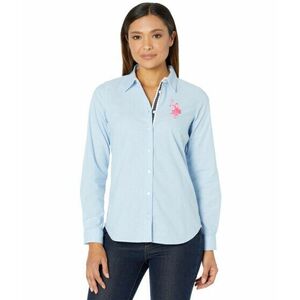 Imbracaminte Femei US Polo Assn Long Sleeve Oxford Tonal Pony Shirt Classic Blue imagine