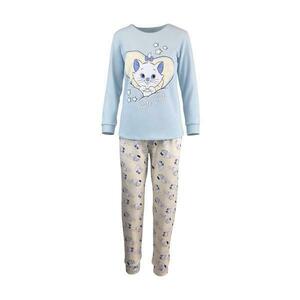 Pijama dama, Univers Fashion, bluza albastru pal si pantaloni galben pal, XL imagine