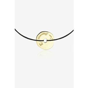 Bratara ajustabila cu talisman circular de aur de 14K imagine