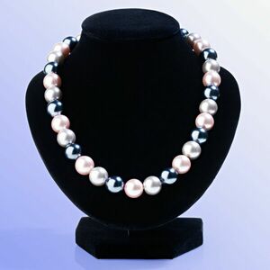 Colier cu perle - gri-lila - Mărimea L 45 cm imagine