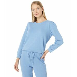 Incaltaminte Femei Lilla P Garment Dyed Terry Pleated Sleeve Crew Neck Sweatshirt Slate Blue imagine