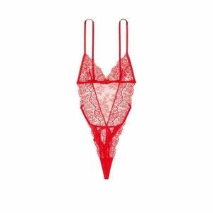 Costum Sexy, Victoria's Secret, Unlined Corded Lace Teddy, Red, Marime XS imagine