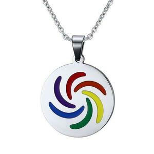 Lantisor cu pandantiv LGBT medalion, argintiu imagine