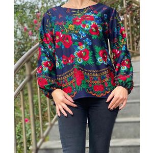 Bluza stilizata cu motive florale Sanziana 12 imagine