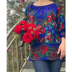 Bluza stilizata cu motive florale Sanziana 16 imagine