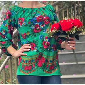 Bluza stilizata cu motive florale Sanziana 18 imagine