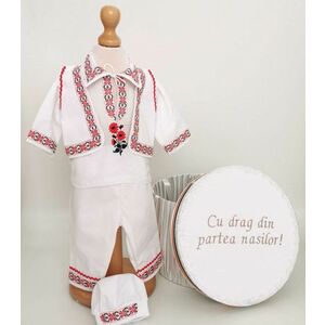 Set Costum National pentru baieti Raul 26 -2 piese costumas traditional si cufar brodat botez imagine