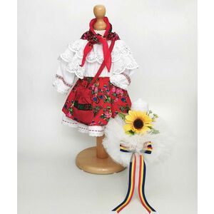 Set Botez Traditional Costum Traditional Fetite Floral - 2 piese costumas si lumanare imagine
