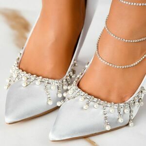 Pantofi Dama cu Toc Lora Argintii #13290 imagine