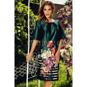 Rochie Eliss verde cu flori imprimate imagine