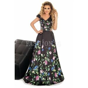 Rochie lunga neagra cu imprimeuri cu flori imagine