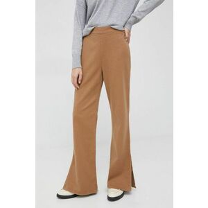United Colors of Benetton pantaloni femei, culoarea bej, lat, high waist imagine
