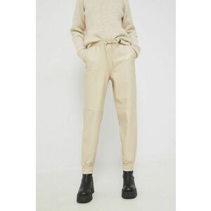 Abercrombie & Fitch pantaloni femei, culoarea bej, high waist imagine