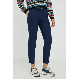PS Paul Smith pantaloni de lana femei, culoarea albastru marin, fason tigareta, medium waist imagine