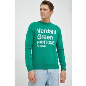 United Colors of Benetton pulover din amestec de lana barbati, culoarea verde, imagine