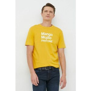 United Colors of Benetton tricou din bumbac culoarea galben, cu imprimeu imagine