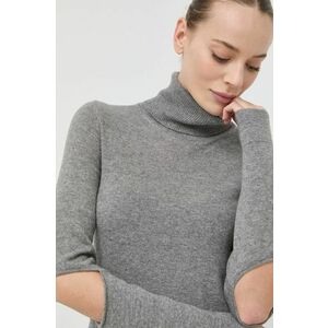 Beatrice B pulover de lana femei, culoarea gri, light, cu guler imagine
