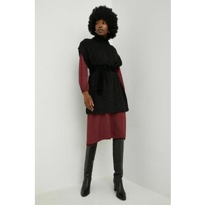 Answear Lab vesta femei, culoarea negru, călduros, cu guler imagine