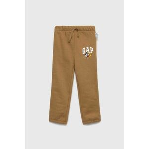GAP pantaloni de trening pentru copii X Disney culoarea maro, neted imagine