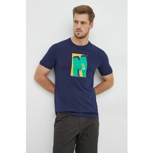 United Colors of Benetton tricou din bumbac culoarea albastru marin, cu imprimeu imagine