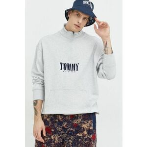 Tommy Jeans hanorac de bumbac barbati, culoarea gri, melanj imagine