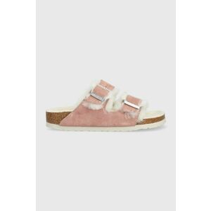 Birkenstock papuci din piele intoarsa Arizona culoarea roz imagine